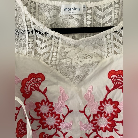 Morning Crop top Small Embroidered Lace Boho Cottagecore - Picture 2 of 7